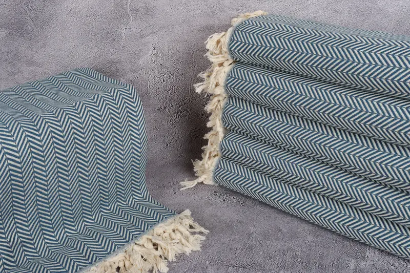 Woven Blanket, Organic Throw, 92x76 Cotton Chevron Towel, Engagement Gift, Wedding Favors, Turkish Cotton Blanket, Woven Throw Blanket - 3