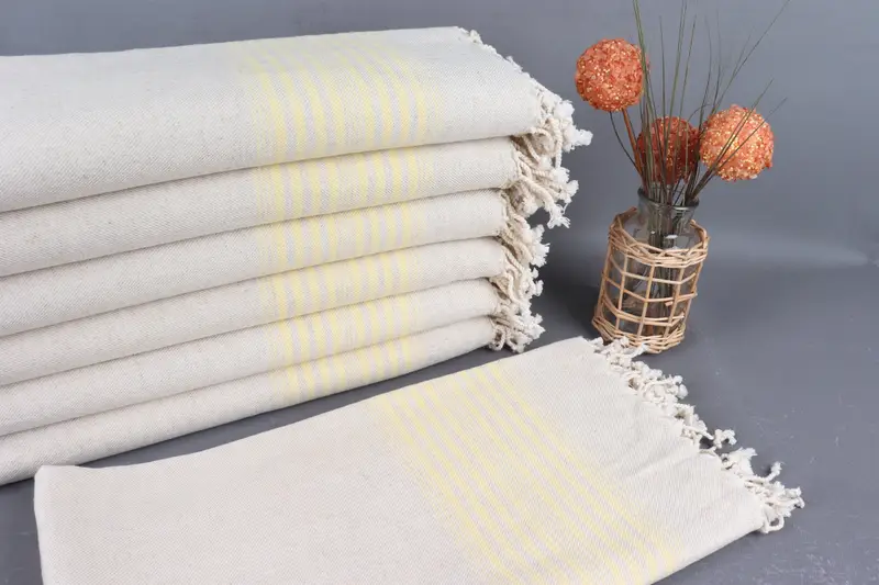 Personalized Organic Cotton Yellow Striped Towel, 40x67 Inches