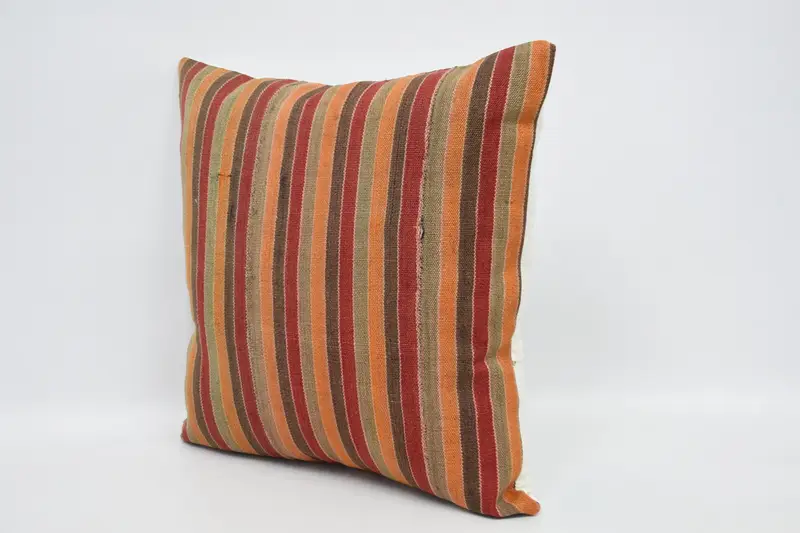 Antique Pillows, Home Decor Pillow, Yoga Pillow Cover, 24x24 Orange Pillow Cover, Pillow Case, Southwestern Pillow Sham, Throw Kilim Pillow - 4