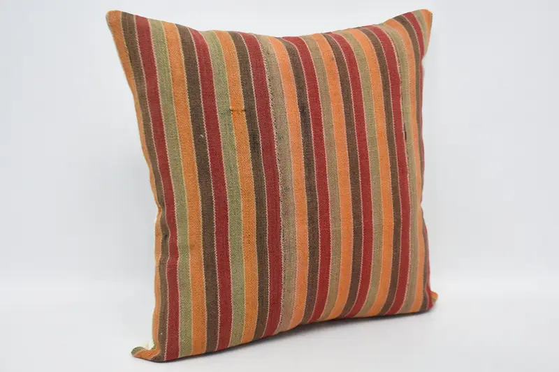 Antique Pillows, Home Decor Pillow, Yoga Pillow Cover, 24x24 Orange Pillow Cover, Pillow Case, Southwestern Pillow Sham, Throw Kilim Pillow - 3
