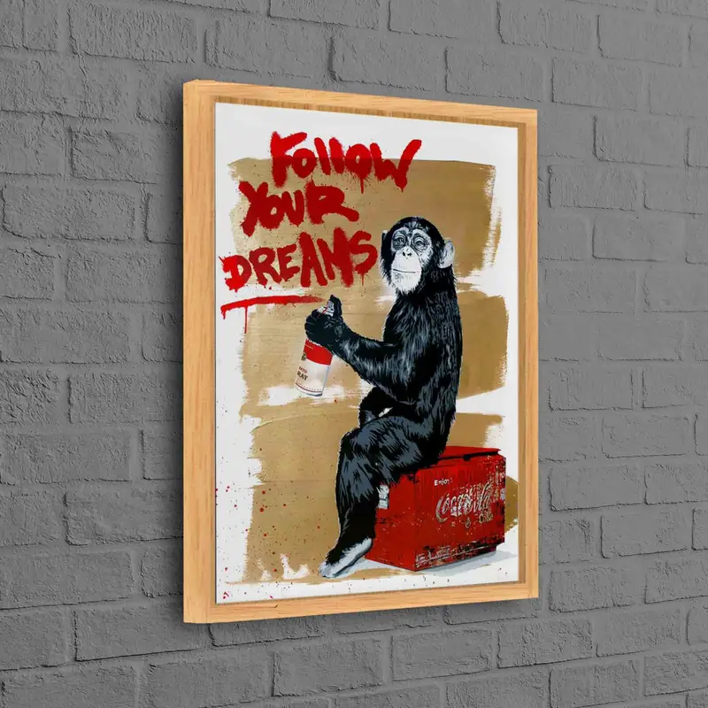 Zarif Banksy Maymunu Graffiti Rüyalar Baskılı Kanvas Tablo