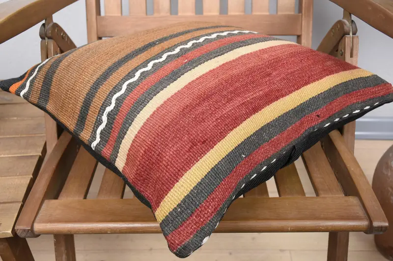 Turkish Kilim Pillow, 18x18 Brown Pillow Case, Pillow, Authentic Cushion, Kilim Pillow, Wholesale Cushion, Home Decor Pillow - 4