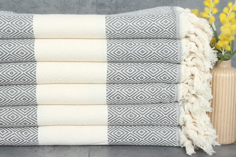 Dark Gray Diamond Towel Organic Cotton 40x71 Inches