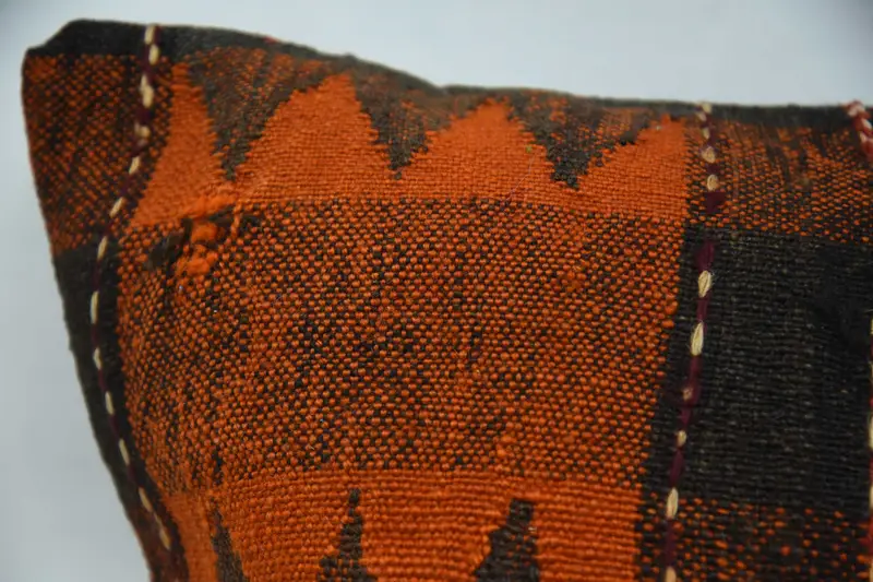 Aztec Pillow Sham, Cushion, Ethnical Kilim Rug Pillow, 20x28 Orange Cushion, Kilim Cushion Sham, Colorful Cushion Case, Vintage Kilim Pillow - 2