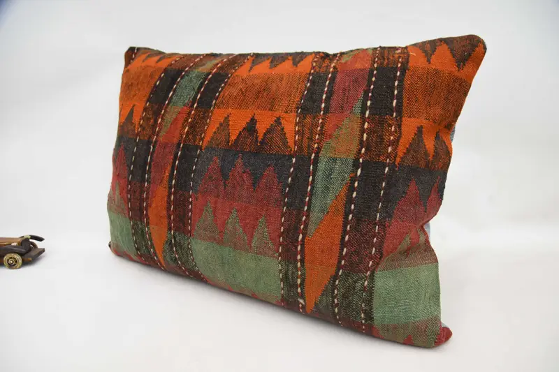 Aztec Pillow Sham, Cushion, Ethnical Kilim Rug Pillow, 20x28 Orange Cushion, Kilim Cushion Sham, Colorful Cushion Case, Vintage Kilim Pillow - 5