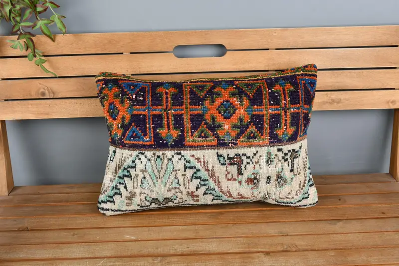 16x24 Blue Pillow Sham, Pillow Sham, Personalized Gift Pillow Cushion Case, Home Decor Pillow, Vintage Kilim Throw Pillow, Antique Pillows - 6
