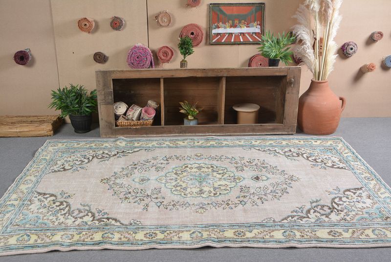 Rugs For Large, 8.6x5.6 ft Large Rug, Antique Rugs, Turkish Rug, Vintage Rug, Large Oushak Rug, Vintage Oushak Wool Rug, Bohemian Rugs, Decorative Rug - 1
