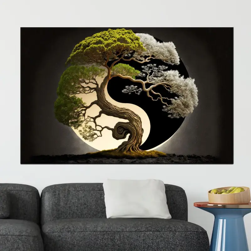 Elegant Bonsai Tree Japanese Abstract Canvas Print