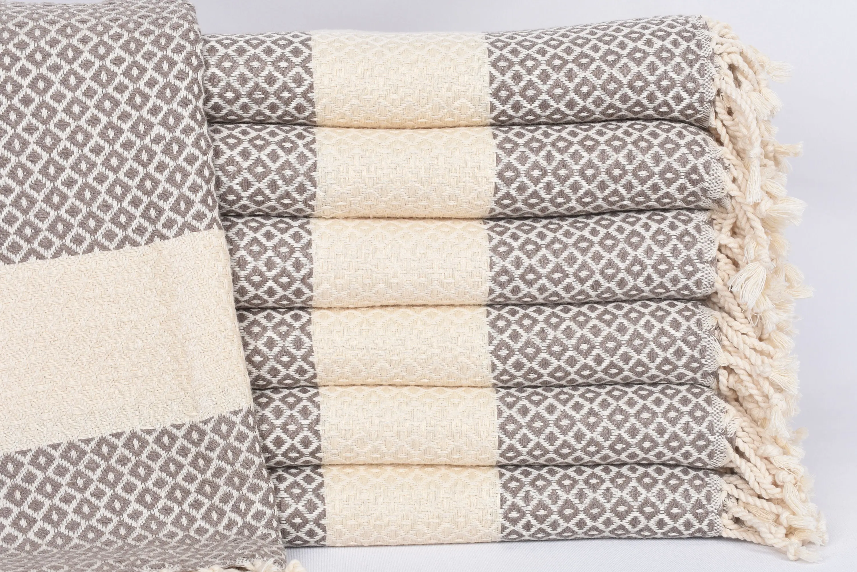 Geometric Turkish Towel Personalized Brown, 70x40 Inches - 1