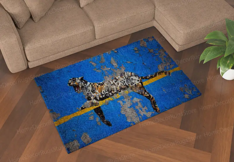 エレガントなブロンクス動物園ヒョウ柄ラグ: モダンなホームアクセント