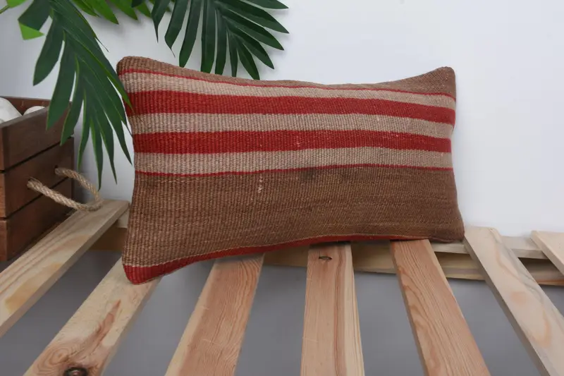 Bolster Throw Pillow Sham, Pillow Case, 8x16 Red Cushion, Gift Pillow, Handwoven Pillow Cover Cushion Cover, Turkish Pillow, Antique Pillows - 4