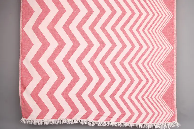 Bath Towel Organic Cotton Zigzag Design, Beige, 40x71 Inches