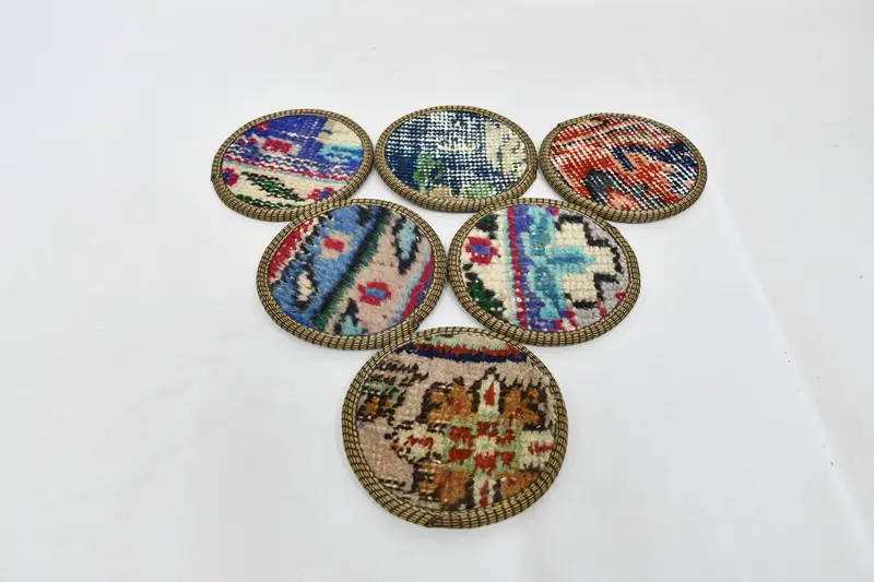 Mavi ve Bej Bardak Altlıkları, Altı Geleneksel İçecek Altlığı Seti