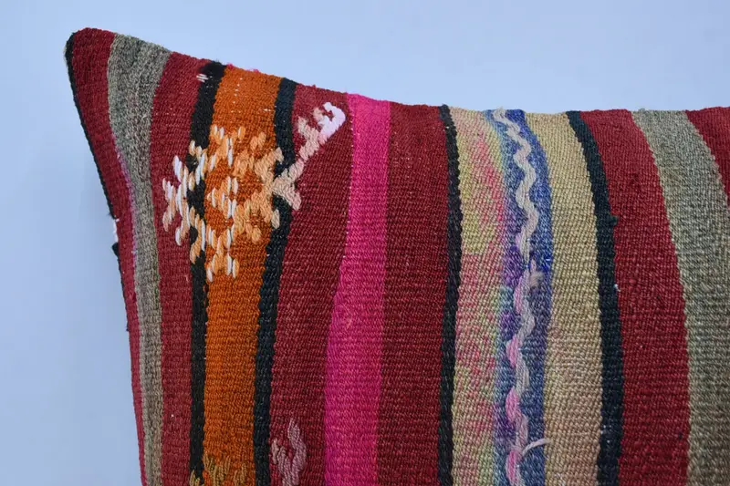 20x28 Red Pillow, Cushion Case, Crochet Pattern Cushion, Kilim Cushion Sham, Kilim Pillow, Boho Pillow, Authentic Pillow, Accent Cushion Case - 2