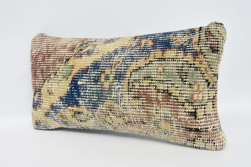Kilim Pillow, Living Room Throw Pillow Case, Handmade Kilim Cushion, Interior Designer Pillow, 8x16 Blue Cushion Cover, Pillow Sham - 4