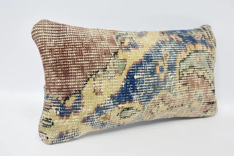 Kilim Pillow, Living Room Throw Pillow Case, Handmade Kilim Cushion, Interior Designer Pillow, 8x16 Blue Cushion Cover, Pillow Sham - 3