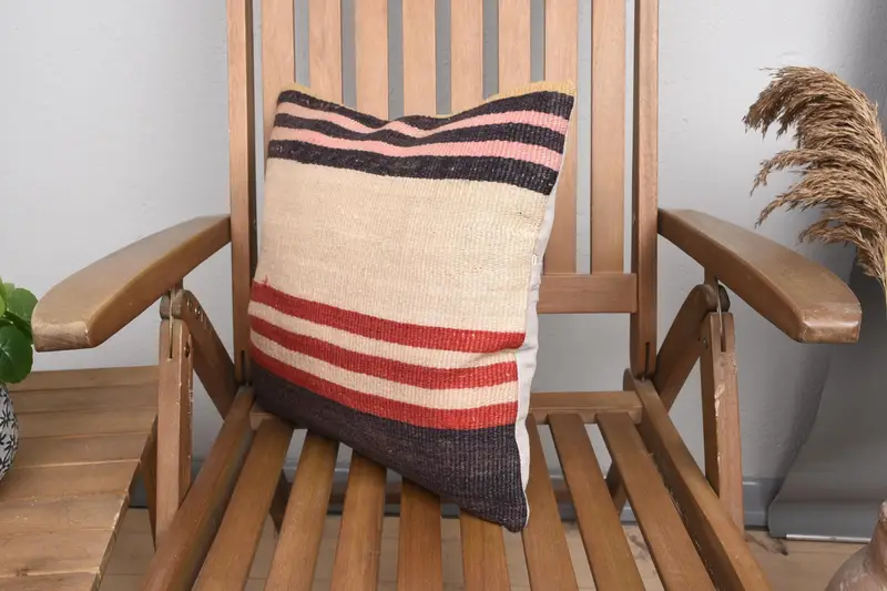 Cushion Cover, Throw Kilim Pillow, Tapestry Pillow Cover, Oriental Pillow Cover, Gift Pillow, Kilim Cushion Sham, 16x16 Beige Cushion Cover - 3