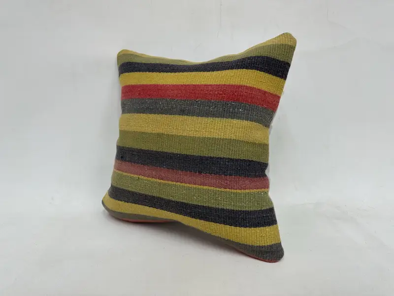 Ethnic Pillow Cover Cushion, Antique Pillows, Vintage Pillow, Cushion, 20x20 Yellow Pillow Cover, Vintage Kilim Throw Pillow - 4