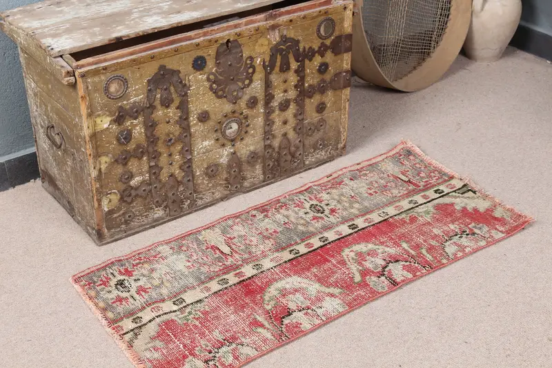 Alfombra marroquí rosa, 1,6x3,5 pies Elegante acento beige