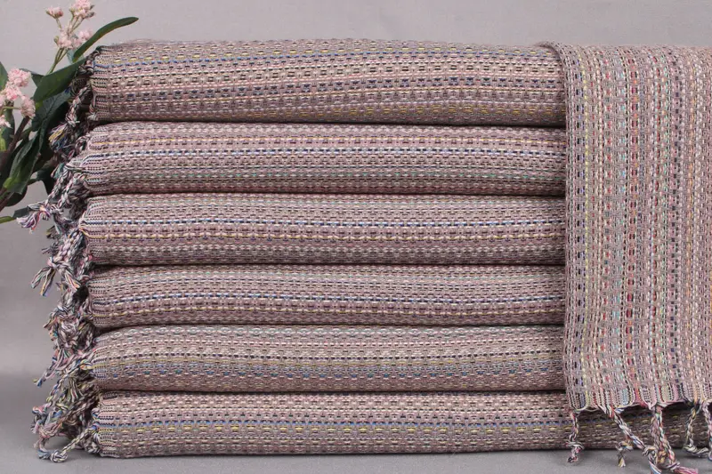 Embroidered Kitchen Towel Brown Beige 18x38 Inches Turkish Cotton