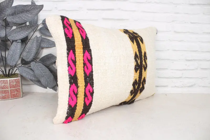 Nautical Throw Cushion Cover, Vintage Pillow, Vintage Kilim Throw Pillow, 16x24 Beige Cushion Case, Cushion Cover, Pillow for Sofa - 3