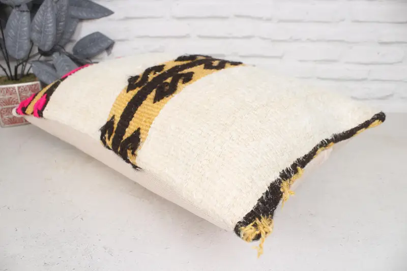 Nautical Throw Cushion Cover, Vintage Pillow, Vintage Kilim Throw Pillow, 16x24 Beige Cushion Case, Cushion Cover, Pillow for Sofa - 6