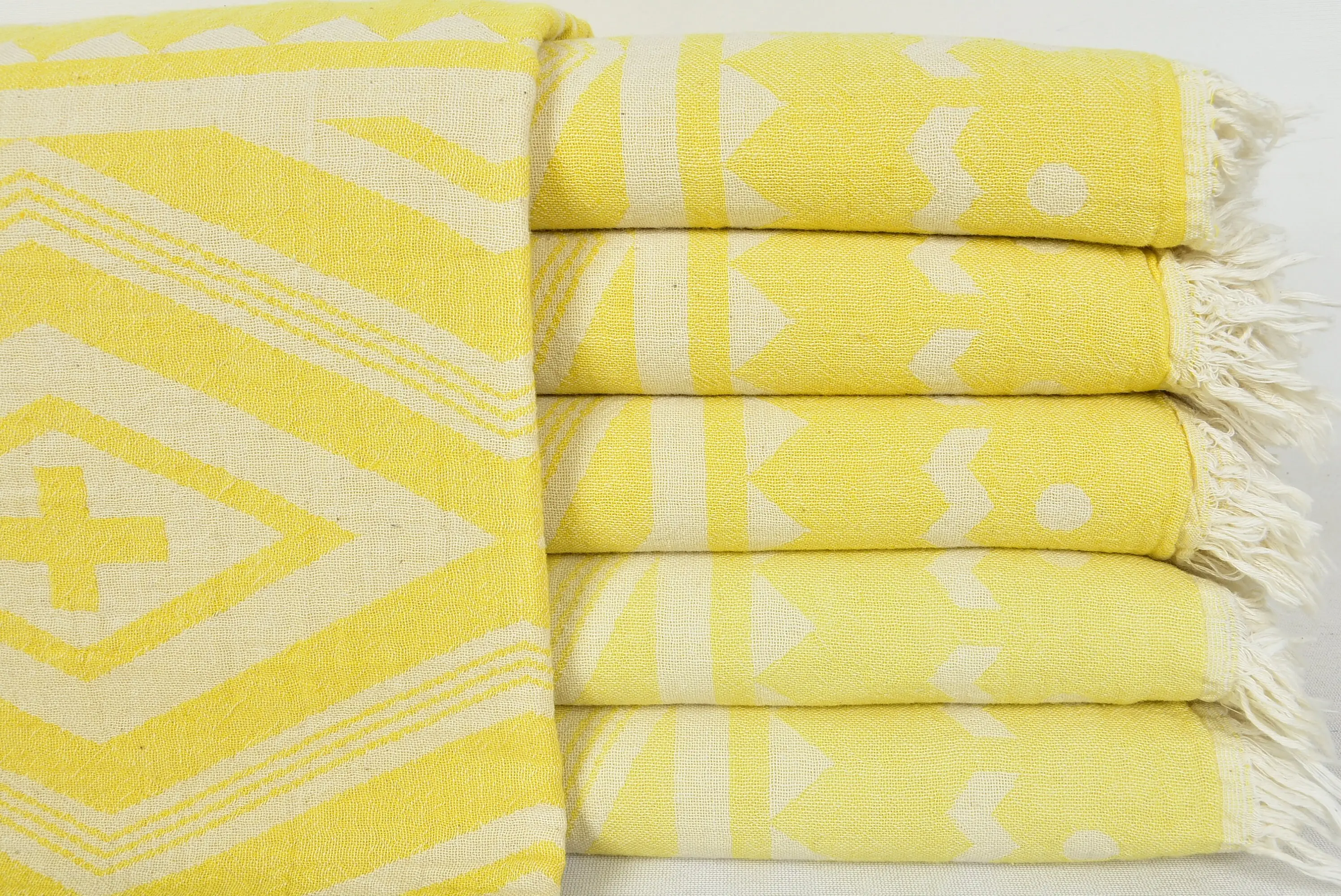 Beach Towel Yellow Turkish Cotton, Housewarming, 40x70 Inches - 1