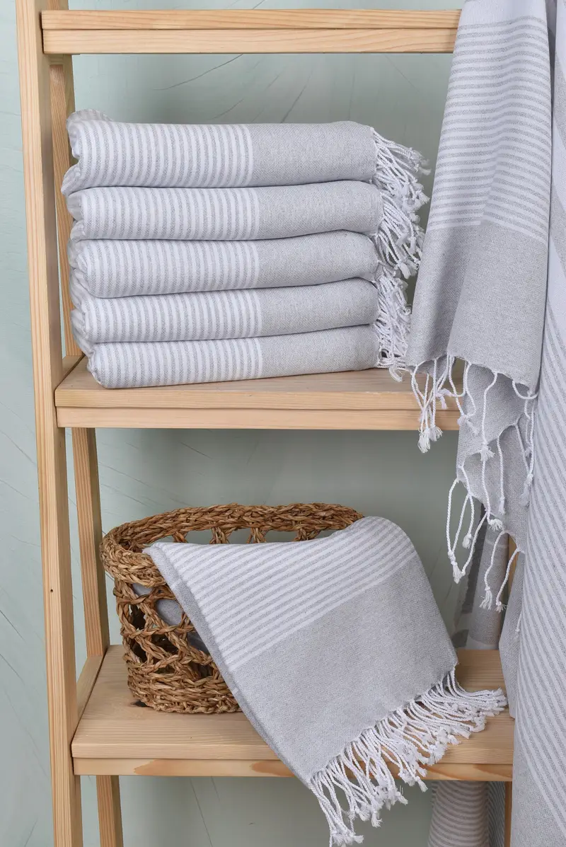 Soft towel, Gift For Coworker, Eco-friendly Turkish peshtemal towel, Monogram Beach Towel, Personalized Turkish Towel, 70x40 Cotton Striped Towel - 3
