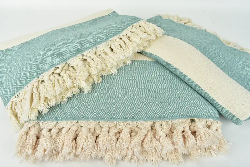 Throw Blanket Couch, 92x80 Cotton Diamond Towel, Woven Throw Blanket, Housewarming Gift, Bachelorette Party Items, Bridesmaid Proposal Gift - 6