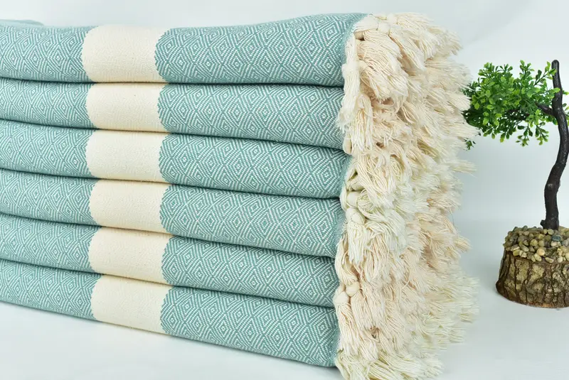 Throw Blanket Couch, 92x80 Cotton Diamond Towel, Woven Throw Blanket, Housewarming Gift, Bachelorette Party Items, Bridesmaid Proposal Gift - 3