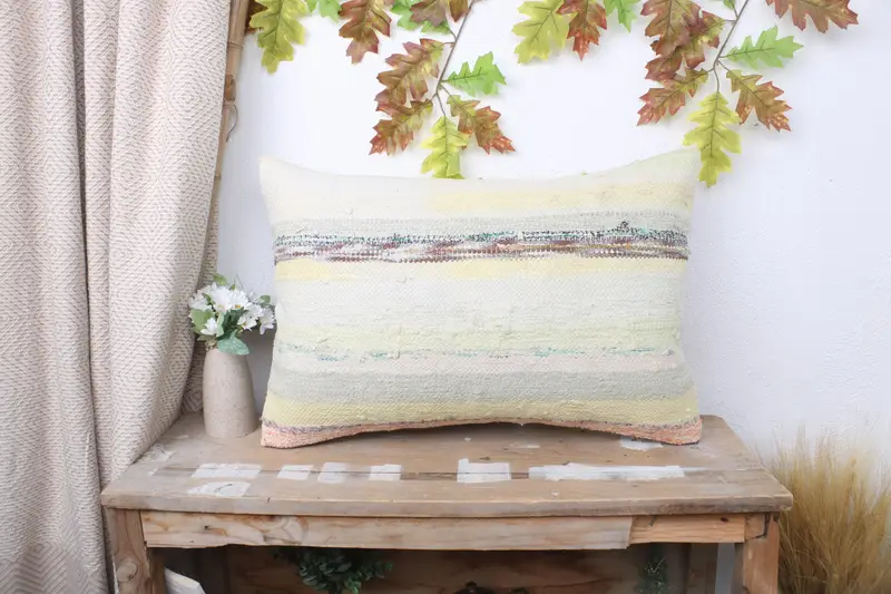 Pillow Sham, 16x24 Beige Pillow, Pillow for Couch, Vintage Pillow, Turkish Pillow, Colorful Cushion Case, Southwestern Cushion Cover - 1
