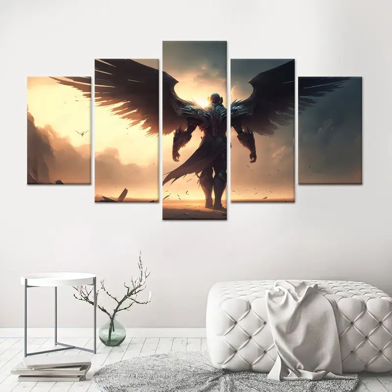 Zarif Savaşçı Melek Kanvas: Loft ve Man Cave için Başmelek Sanatı