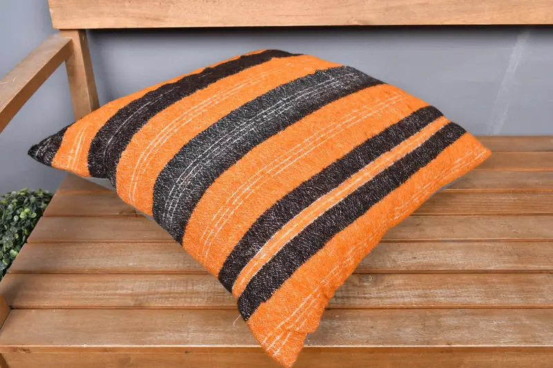 Shabby Chic Cushion, Cushion Case, Kilim Cushion Sham, Outdoor Throw Pillow Sham, 20x20 Orange Pillow Case, Gift Pillow, Handmade Kilim Cushion - 2