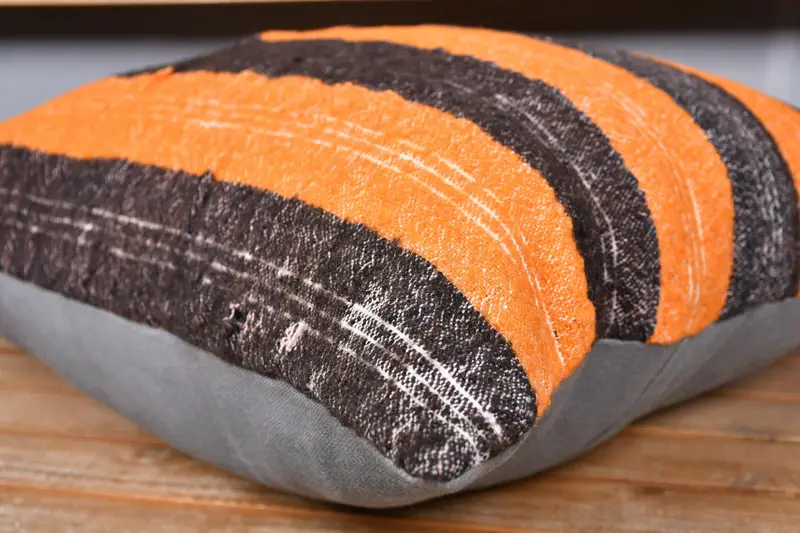 Shabby Chic Cushion, Cushion Case, Kilim Cushion Sham, Outdoor Throw Pillow Sham, 20x20 Orange Pillow Case, Gift Pillow, Handmade Kilim Cushion - 3