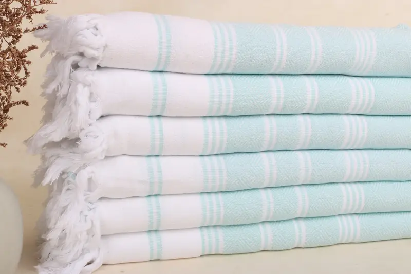 Weiß-Mintfarbenes Baumwollhandtuch, personalisiertes türkisches Handtuch, 40x71 Zoll