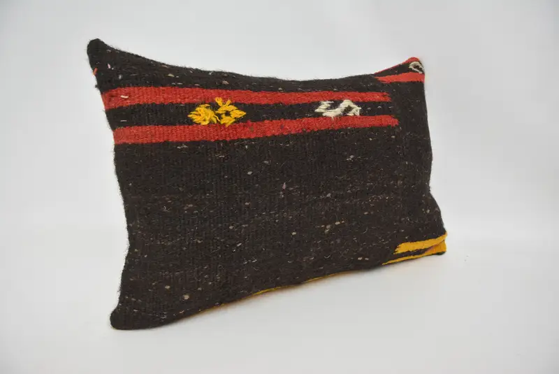 Luxury Pillow Cover, Vintage Pillow, Kilim Pillow Cover, Cozy Throw Pillow Case, Cushion, 16x24 Brown Pillow Case, Vintage Kilim Throw Pillow - 3