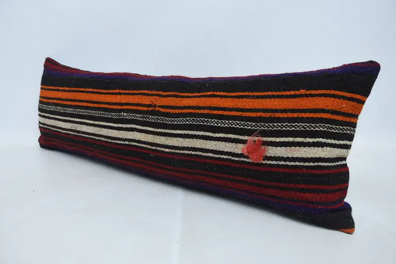 Kilim Pillow Cover, Boho Pillow Sham Cover, 12x36 Red Cushion, Pillow, Kilim Pillow, Bed Pillow Sham, Customized Pillow Cover - 4