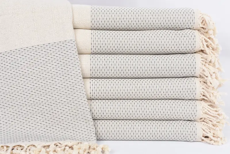 Organic Beach Towel Dark Gray Polka Dot, 70x40 Inches