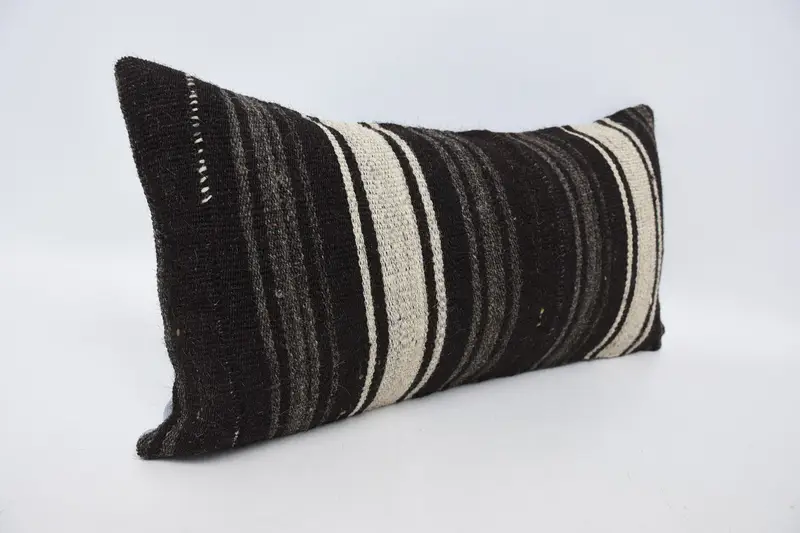 Cushion, Decorative Throw Pillow Case, 12x24 Brown Cushion Case, Gift Pillow, Turkish Corner Cushion Cover, Kilim Pillow, Home Decor Pillow - 3