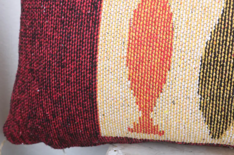 Kilim Pillow Cover, 12x48 Red Cushion Case, Decorative Bolster Pillow Case, Ethnical Kilim Rug Pillow, Pillow for Sofa, Cushion Cover - 3
