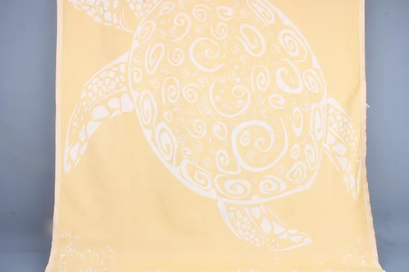 Beach Towel Carretta Patterned Organic Cotton Towel, Beige, 40x71 Inches