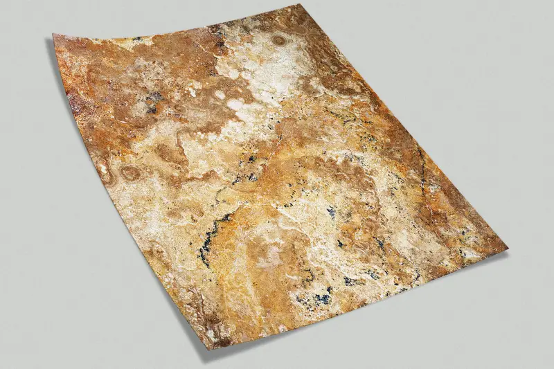 Brown Marble Wall Paper, Yellow Marble Wall Art, 3D Wall Mural, Marble Wall Mural, Brown Tones Travertine Wall Stickers, Do It Yourself, - 8
