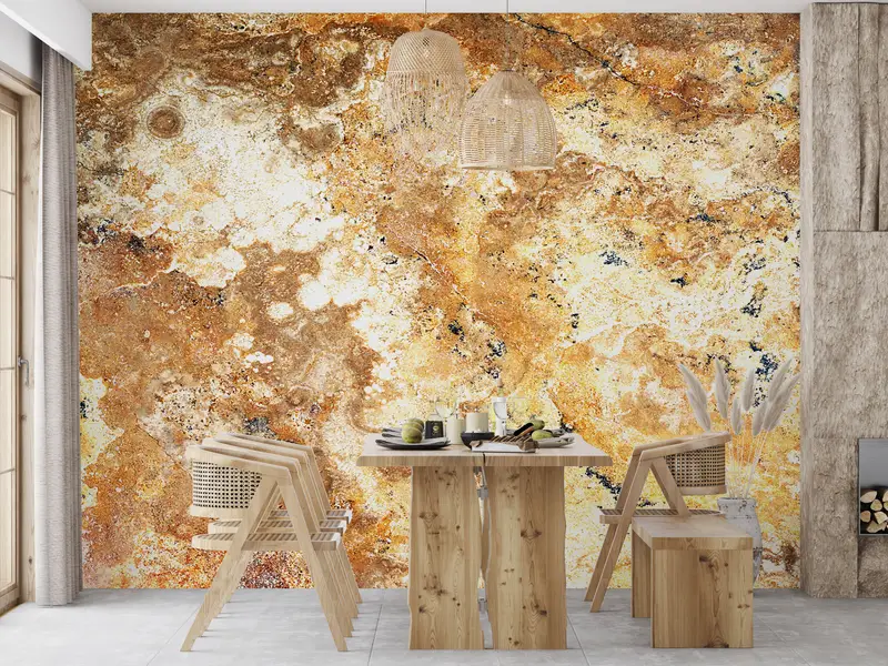 Brown Marble Wall Paper, Yellow Marble Wall Art, 3D Wall Mural, Marble Wall Mural, Brown Tones Travertine Wall Stickers, Do It Yourself, - 6