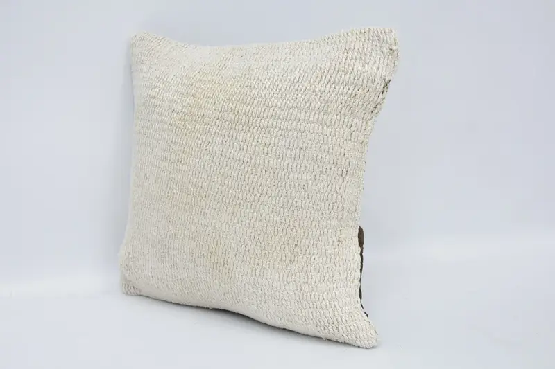 Throw Kilim Pillow, Vintage Kilim Throw Pillow, Handmade Kilim Cushion, Pillow Cover, Bright Pillow, 12x12 White Cushion, Wool Kilim Pillow Pillow - 4
