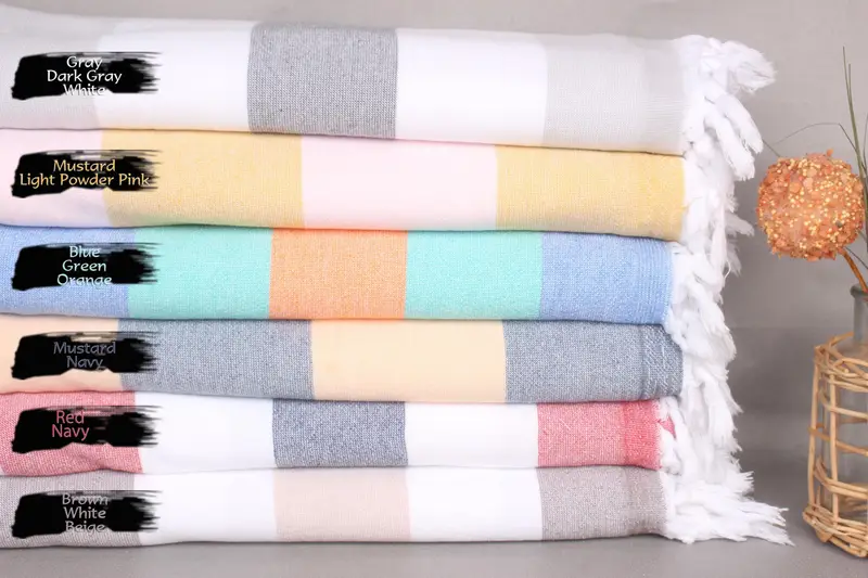 Gift For Her, Organic towel, Monogrammed Turkish Towel, Bachelor Gifts, Gift Boxes Towel, 64x36 Cotton Striped Terry Towel, Turkish Towel Bulk - 1