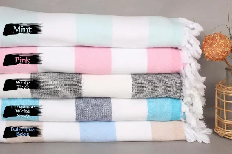 Gift For Her, Organic towel, Monogrammed Turkish Towel, Bachelor Gifts, Gift Boxes Towel, 64x36 Cotton Striped Terry Towel, Turkish Towel Bulk - 3