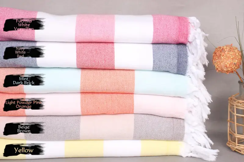 Gift For Her, Organic towel, Monogrammed Turkish Towel, Bachelor Gifts, Gift Boxes Towel, 64x36 Cotton Striped Terry Towel, Turkish Towel Bulk - 2