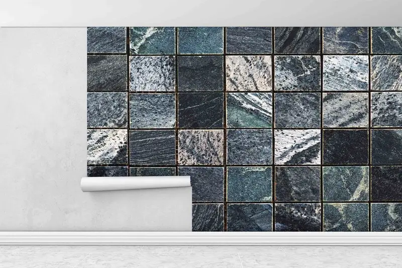 Black Marble Paper Art, Abstract Tile Wallpaper, Alcohol Ink Wall Mural, Modern Wall Decal, Tile Marble Wall Mural, Accent Wall, - 7