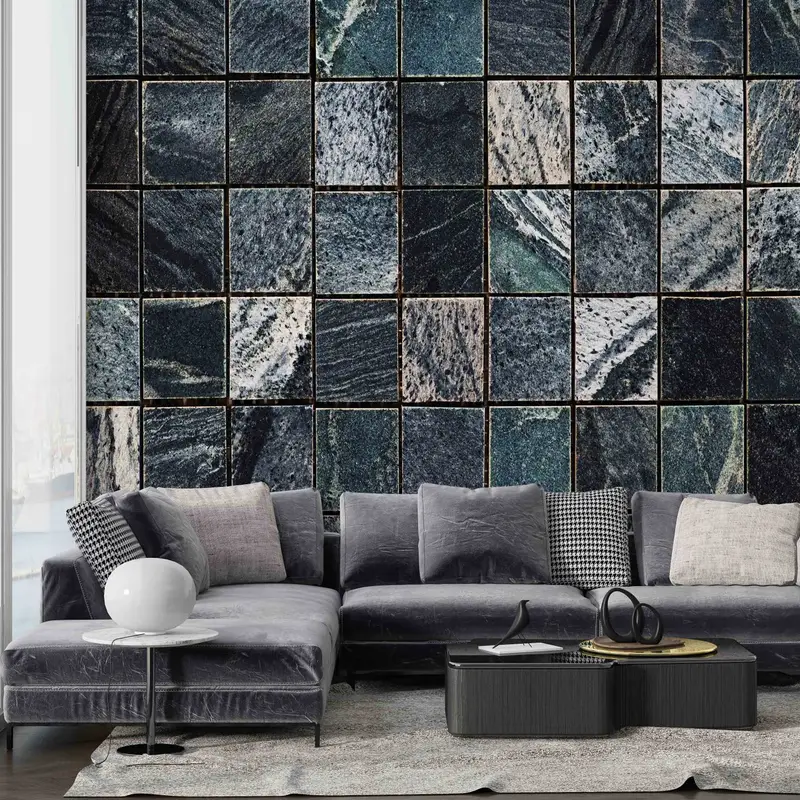 Black Marble Paper Art, Abstract Tile Wallpaper, Alcohol Ink Wall Mural, Modern Wall Decal, Tile Marble Wall Mural, Accent Wall, - 10