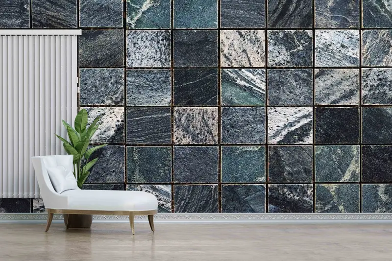 Black Marble Paper Art, Abstract Tile Wallpaper, Alcohol Ink Wall Mural, Modern Wall Decal, Tile Marble Wall Mural, Accent Wall, - 9